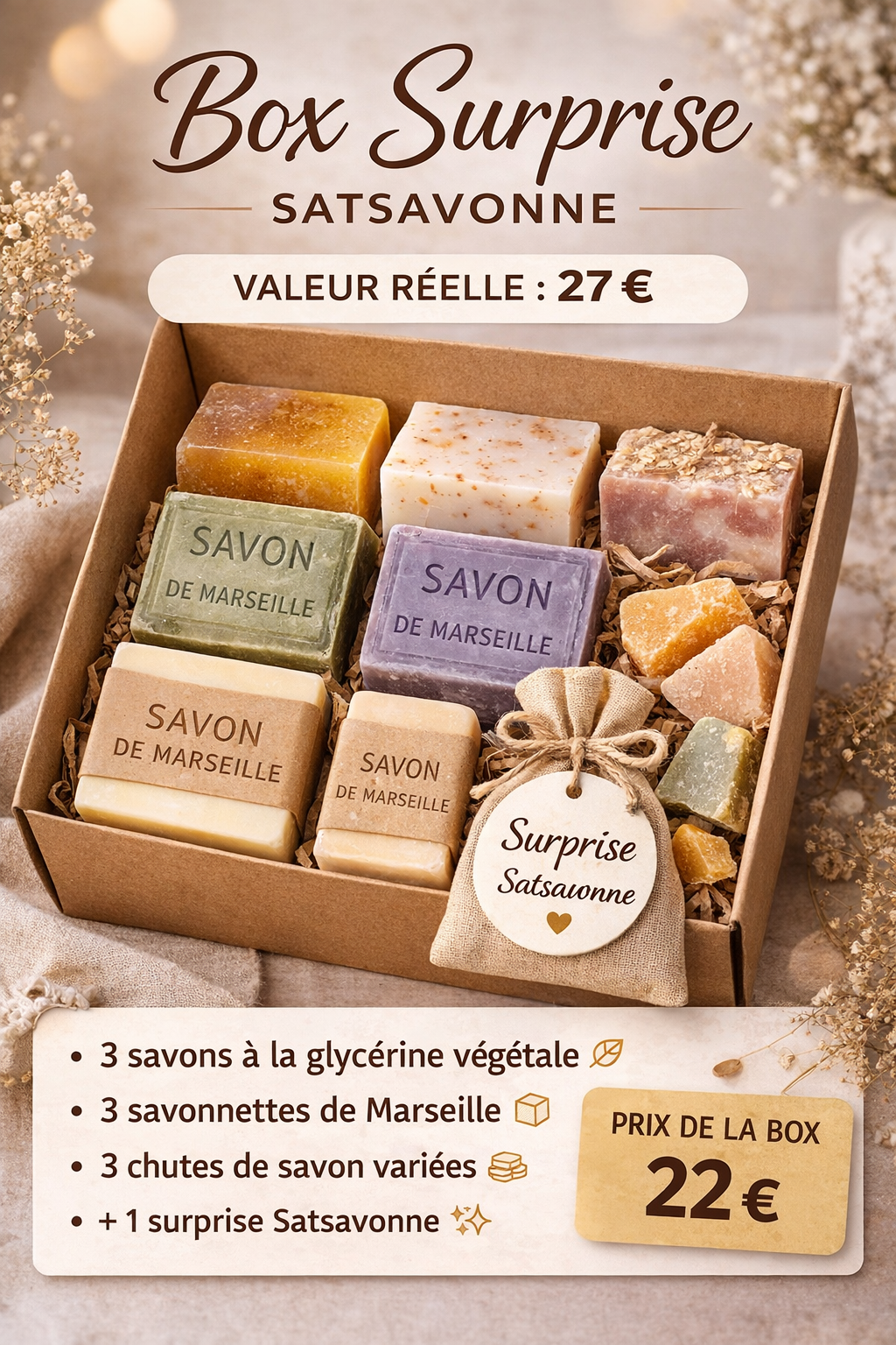 🧼 Box Surprise de Savons – Découvrez nos parfums !